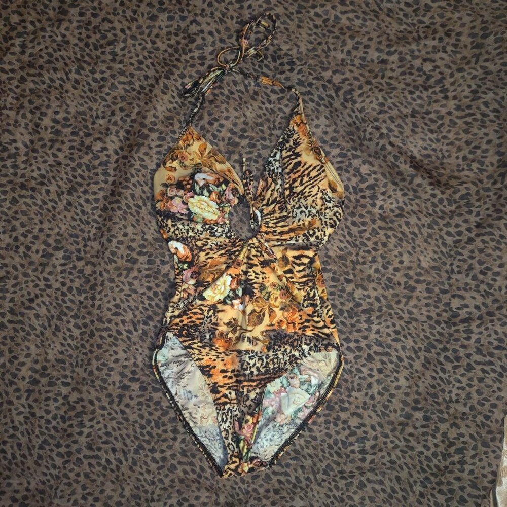 Y2k Abstract Leopard Print Swimsuit !
